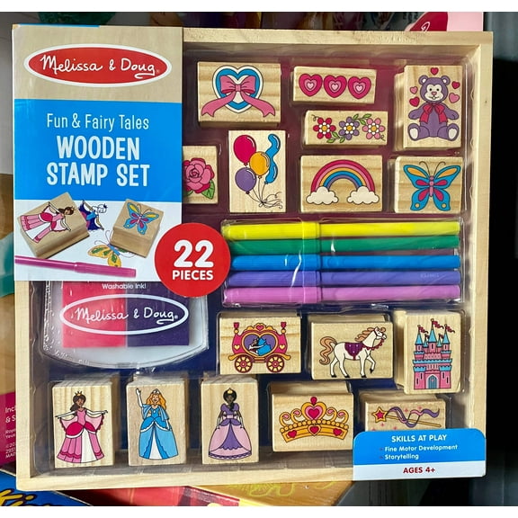 Melissa & Doug Fun & Fairy Tales Wooden Stamp Set, 22 Pieces