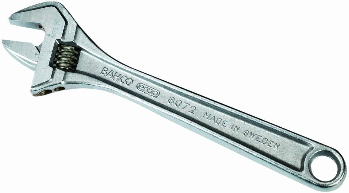 9073 RPC US 12" Adjustable/Pipe Wrench Scale Bahco Ergo® Chrome Finish New 