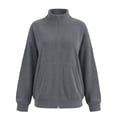 thumbnail image 7 of HAOTAGS Women’s Casual Corduroy Zip-Up Jacket Soft Loose-Fit Long Sleeve Outerwear with Front Pocket Gray Size M, 7 of 7