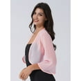 thumbnail image 7 of iiniim Women's 3/4 Sleeve Open Front Soft Chiffon Shrug Cardigan for Evening Dress Size S-3XL Pink XXL, 7 of 7