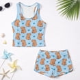 thumbnail image 5 of Psesaysky Capybara Girls Tankini Swimsuit 2 Piece Bathing Suits for Girls Love Heart Print Round Neck Swim Tank Top and Drawstring Bottoms for 6-15Y, 5 of 7