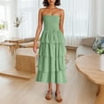 thumbnail image 5 of Ahuyic Womens Summer Casual Dress,Womens Plus Size Dress,Womens Strapless Round Neck Sleeveless Solid Dresses Casual Comfortable All Occasio,Army Green,L, 5 of 5