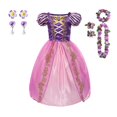 thumbnail image 1 of Disney vestido de princesa Rapunzel para niños, conjunto de disfraces enredados, ropa de fantasía para fiesta de cumpleaños, Carnaval y Halloween, 1 of 4