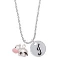 thumbnail image 1 of Delight Jewelry Silvertone Spotted Cow Silvertone Script Initial Disc - J - Charm Necklace, 20"+3", 1 of 4