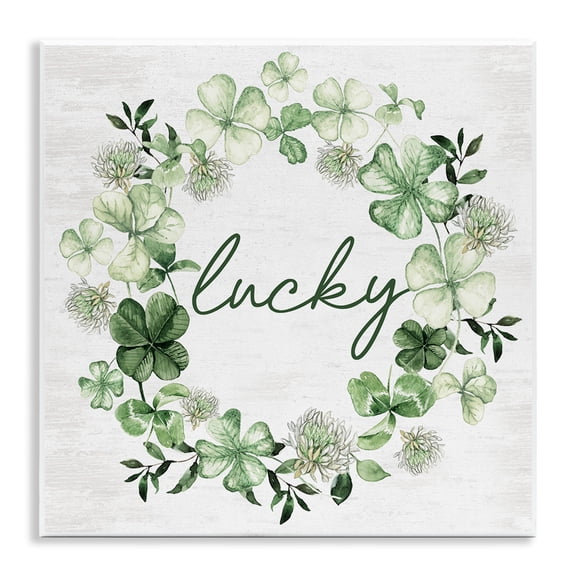 Stupell Industries Lucky Clover Wreath Botanical & Floral Painting Unframed Art Print Wall Art, 12 x 12