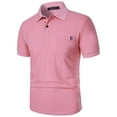 thumbnail image 4 of Mens Polo Shirt Pique Lapel Casual Trend Business Comfortable Loose Short Sleeved Shirt Mens Clothing,Pink,XL, 4 of 5