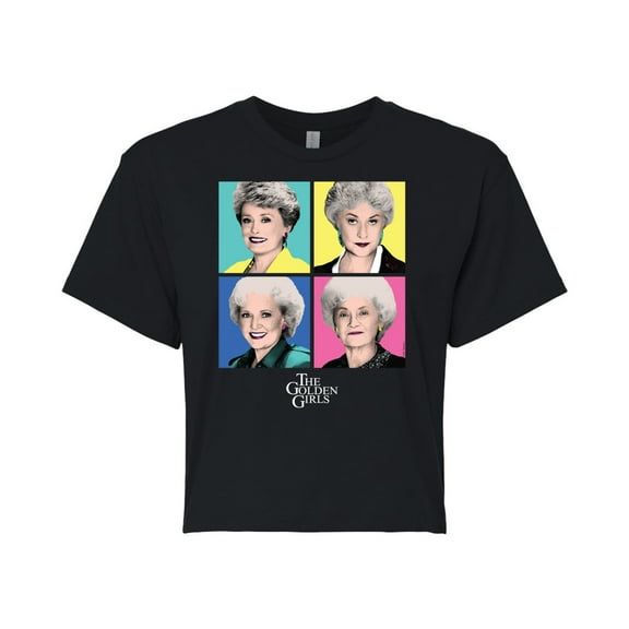 Golden Girls - Pop Art - Juniors Cropped Cotton Blend T-Shirt