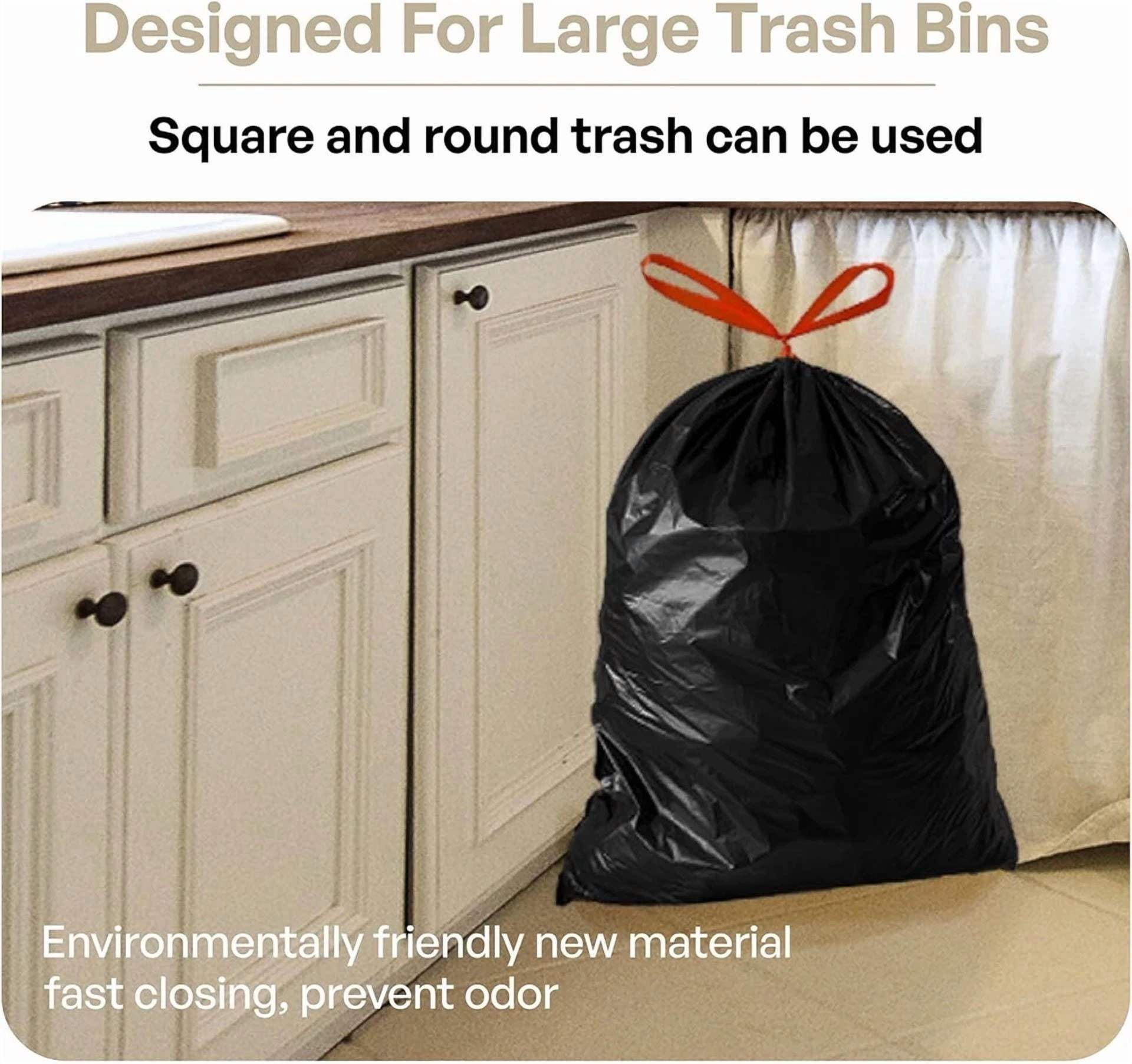 Kitchen Trash Bags 8 Gallon,Black Kitchen Garbage Bags Red Drawstring- 20 Pcs