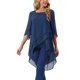 thumbnail image 4 of INSPIRAR CHIC Blusa de Chifón Asimétrica de Cuello Redondo con Mangas de Volante 3/4 y Corte Alto-Bajo en Azul Oscuro Talla S, 4 of 6
