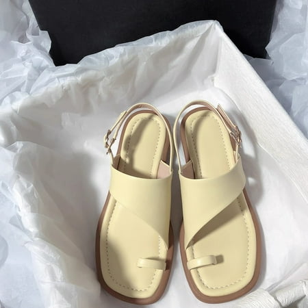 YYYTop Gladiators Sandals for Women  Flats for Women Slippers for Women Summer Women Slippers Flip Flops Flat Lightweight Solid Color Casual Style Dress Shoes for Women Summer Savings