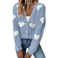 thumbnail image 2 of Lroveb Heart Cardigan for Women Valentines Day Sweater Cardigan Long Sleeve V Neck Button Up Knit Coat Blue, 2 of 8