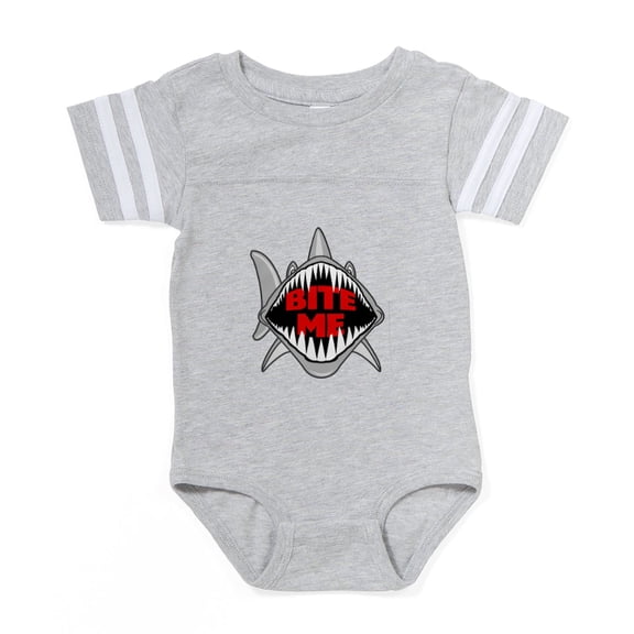 CafePress - Bite Me Shark - Cute Infant Baby Football Bodysuit