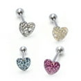thumbnail image 3 of Heart Paved Tongue Ring Surgical Steel 14ga 5/8" - 16mm, 3 of 7