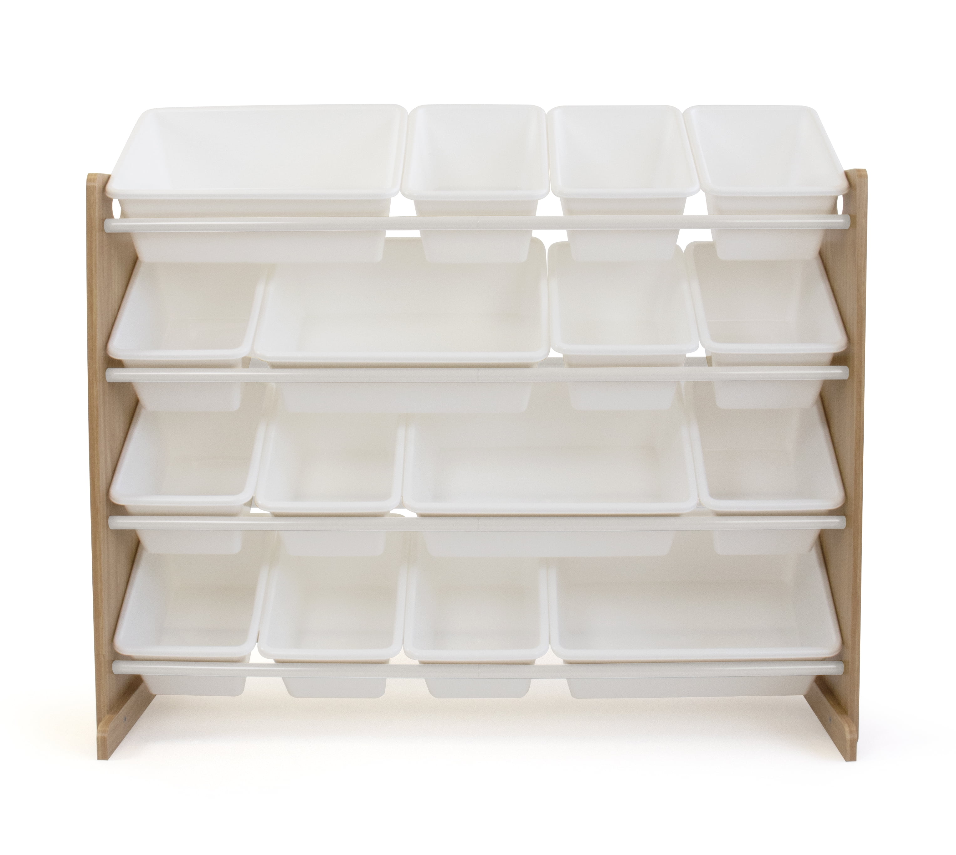 Humble Crew Children Wood and Plastic Organizer Rack with 16 Bins, Gray and  White 