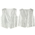 thumbnail image 2 of Men's Vest Crop Sequin Suit Vest Slim Fit Business Wedding V Neck Sleeveless Shirt Vest for Men, 2 of 4