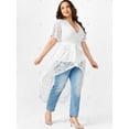 thumbnail image 3 of Top Largo Asimétrico Encaje Tamaño Plus Rosegal Blusas Tallas Grandes, 3 of 5