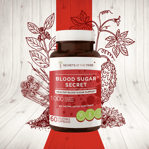 Secrets of the Tribe Blood Sugar Secret Capsules Dietary Supplement, Natural Herb Blend, Made from Bitter Melon, Cinnamon, Fenugreek, Dandelion, Gymnema 60 Count