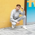 thumbnail image 3 of Tracksuits Men,Full Zip Athletic Sport Sweatsuits Outfits 2 Piece,Polo Jogging suits for Men-Grey，XL, 3 of 5