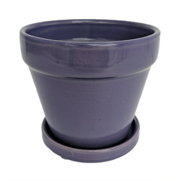 Fiesta Ceramic Pot Saucer Purple 7, Purple Glazed Garden Pots