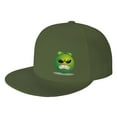 thumbnail image 1 of DouZhe Flat Brim Cap Snapback Hat, Cartoon Angry Alien Prints Adjustable Green Adult Baseball Cap, 1 of 6