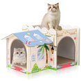 thumbnail image 1 of Villa de cartón de dos pisos con sombreado de líneas Cat House, 45 x 27 x 30 cm, 1 of 6