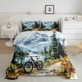 thumbnail image 2 of Feelyou Modern Cycling Lover Full Size Comforter Sets, Watercolor Mountain Bedding Comforter Set, Teens Kids Boys Girls Reversible Bedding Sets, Lightweight Room Decor, 3pcs, 2 of 8