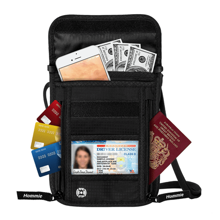 - Hommie Travel Pouch Neck Wallet RFID Blocking Passport Pouch Holder Neck Stash Pouch Security Travel Wallet