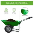 thumbnail image 3 of Yunken Dual-Wheel Garden Cart, Home Utility Yard Wheelbarrow with Built-in Stand for Lawn, Gardening, Construction - Bright Green, 3 of 7