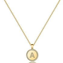 Tingn Initial Disc Pendant Necklace for Women CZ Initial Letter Pendant Necklace