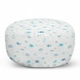 thumbnail image 1 of Nautical Pouf Cover with Zipper, Marine Theme Fish Colony in Style Underwater Life Simple Monochrome, Soft Decorative Fabric Unstuffed Case, 30" W X 17.3" L, Sky Blue White, by Ambesonne, 1 of 5