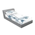 thumbnail image 2 of Ambesonne Island Fitted Sheet & Pillow Sham Set, Palm Tree Boat Sketch, Twin, Petrol Blue White, 2 of 2
