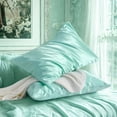 thumbnail image 7 of 2 Pack Silky Satin Standard Pillowcases for Hair and Skin, Super Soft and Cooling Pillow Cases with Envelope Closure, 20x26 Inches, Light Blue, 7 of 7