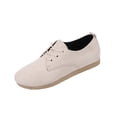 thumbnail image 2 of ZunFeo Womens Lace Up Flats - Minimalist Khaki Casual Shoes, Suede-Like Lightweight & Slip-Resistant Everyday Walking Flats for Women,Size 6, 2 of 9