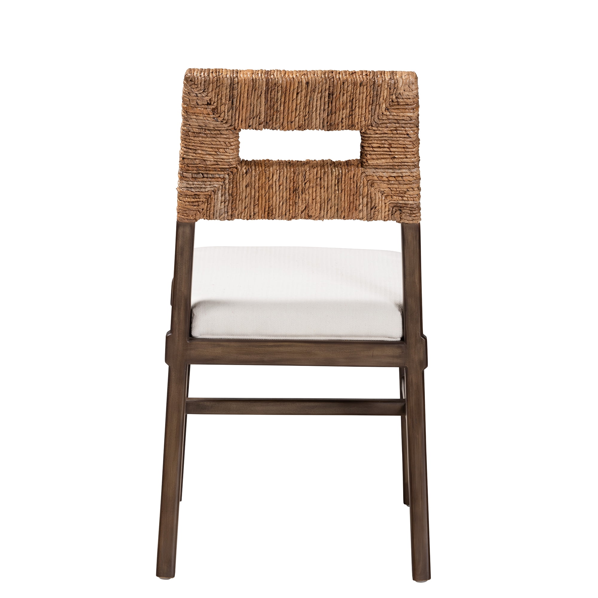 bali & pari Porsha Modern Bohemian Dark Brown Finished Mahogany Wood and Rattan Dining Chair