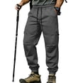 thumbnail image 3 of Men's Slim Fit Cargo Workwear Pants, Straight Leg Drawstring Elastic Waist Multi Pockets Casual Trousers Joggers, Quick Dry Breathable Lightweight Stretchy, Outdoor Hiking Gym, 3 of 9
