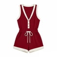 thumbnail image 4 of Womens Comfy Sweatsuit Color Block 2 Piece Sleeveless Tank Tops and Elastic Waist Shorts with Pockets Summer Tracksuit Outfits Wine S, 4 of 9