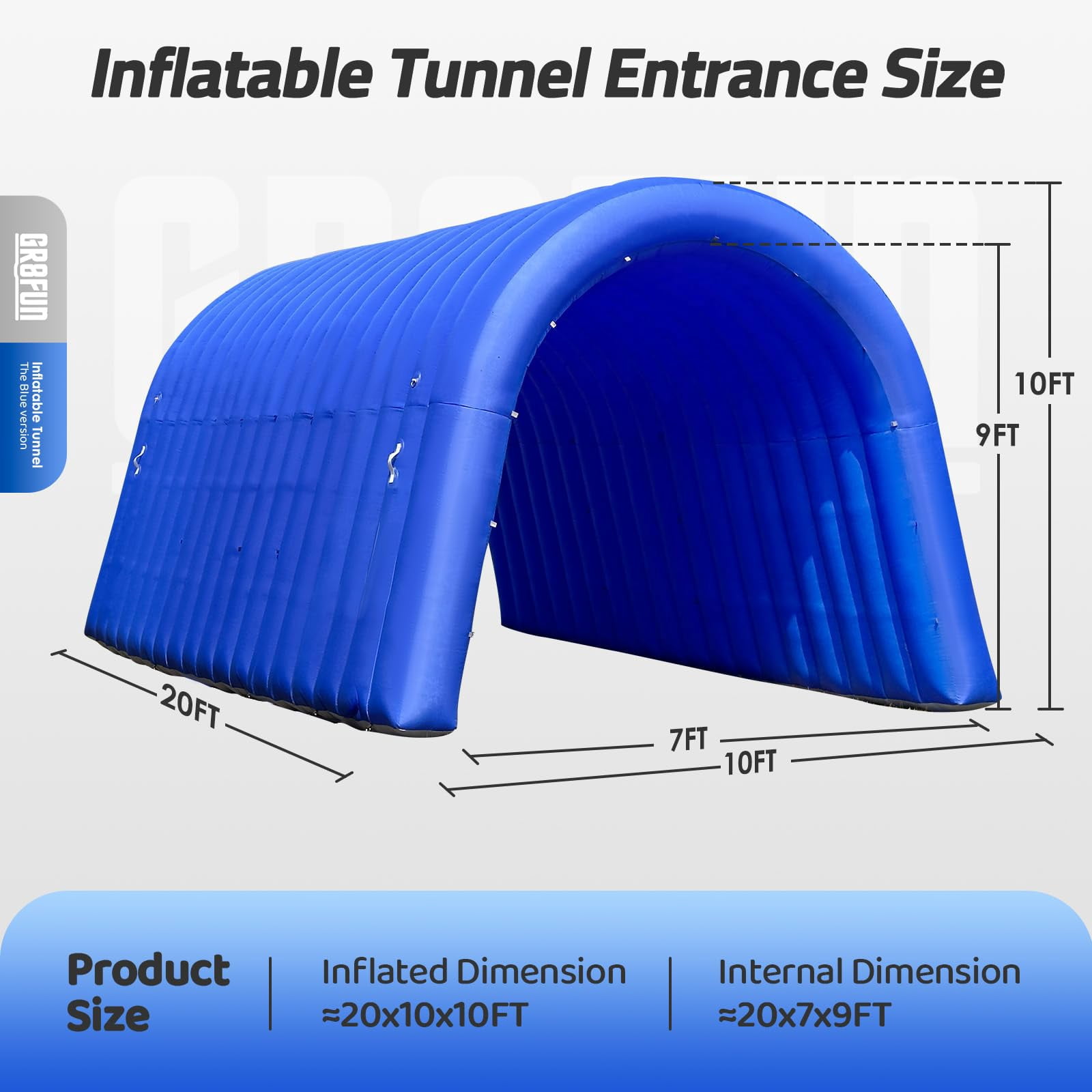 Inflatable Sports Tunnel Entrance 20x10x10FT Blue, One Air Blower – Event Inflatable Tunnel Tent for Team Intros, Business Promotion, Trade Shows, Advertising & Exhibitions