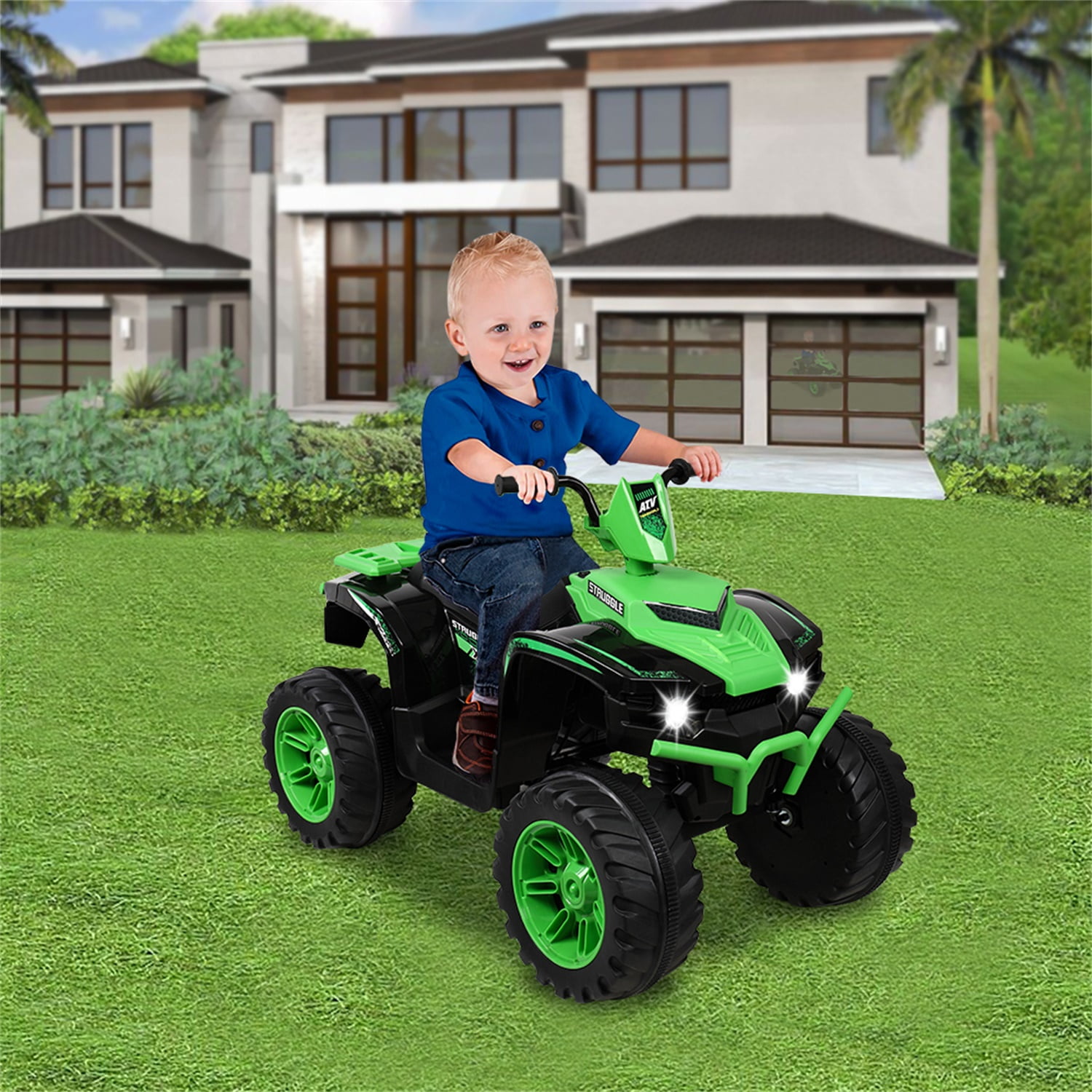 CIPACHO 12V ATV Dual Drive Battery Kids Ride On Cars without Remote Control with Slow Start, Green CIPACHO 12V ATV Dual Drive Battery Kids Ride On Cars without Remote Control with Slow Start, Green