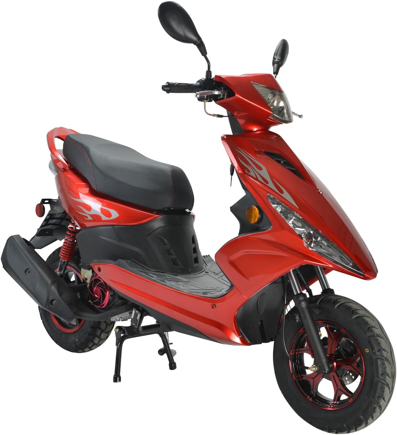 HHH Wave 150cc Fully Automatic Gas Street Scooter Moped for Adults 150cc Street Bike with 10" Aluminum Wheels - Red