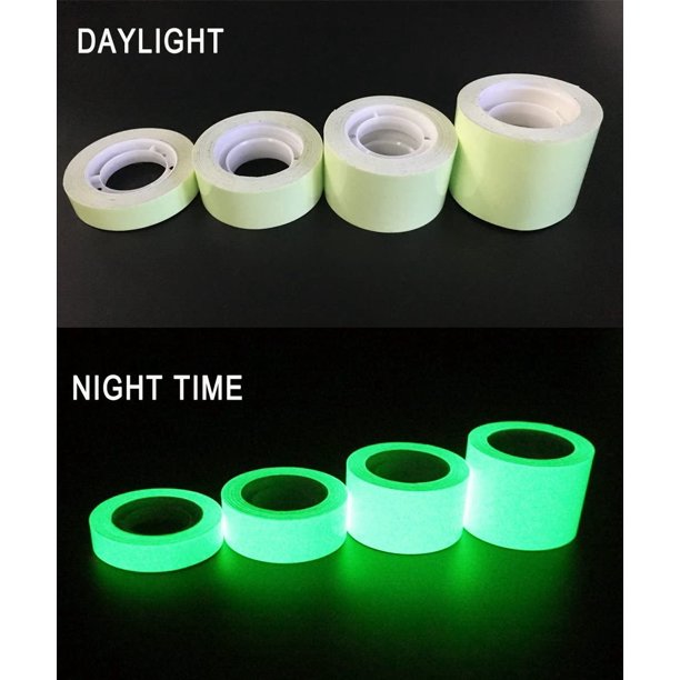 Cinta que brilla en la oscuridad, cinta adhesiva luminosa, 1,5 cm * 5 m Resplandor de alta luminancia Extraíble Impermeable Fotoluminiscente Resplandor en la cinta de seguridad oscura