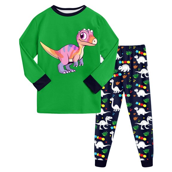 eczipvz Pajama For Boys Boys' Snug-Fit Cotton Pajama Set, Soft & Cute for Kids Green,4-5 Years