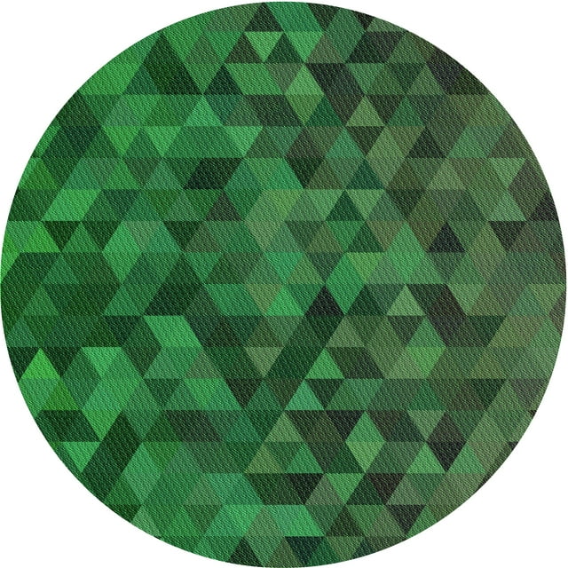 Ahgly Company Machine Washable Indoor Round Transitional Dark Forest Green Area Rugs, 6' Round