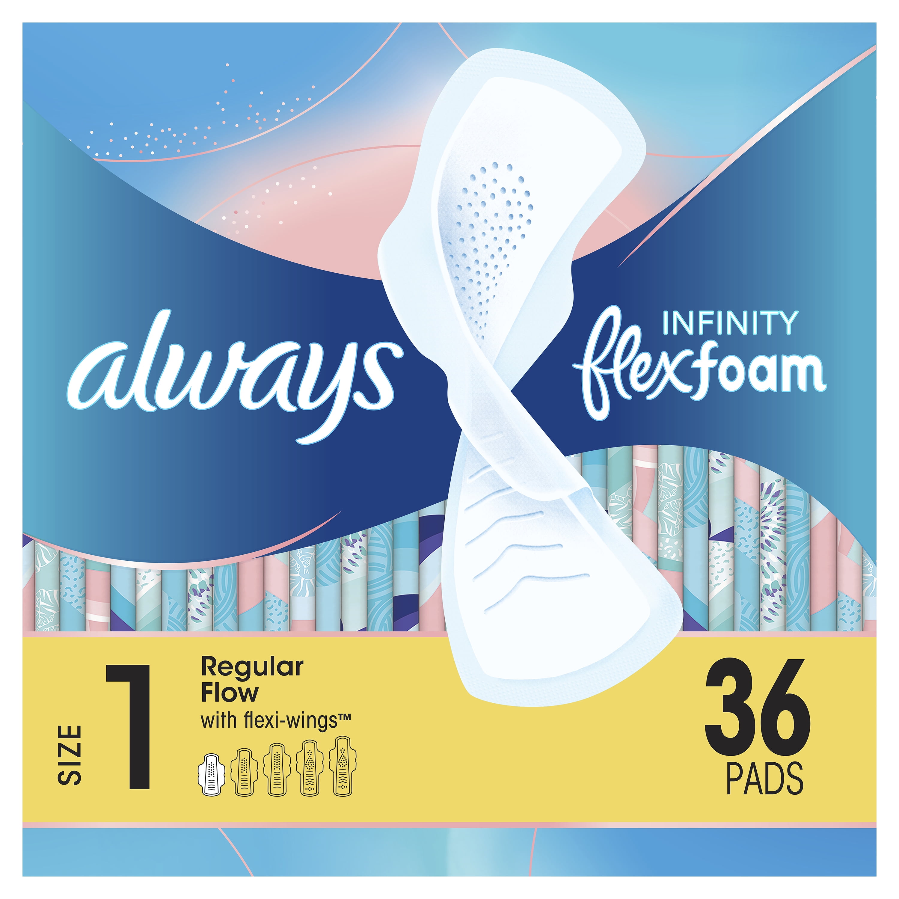 Always Infinity Pads with Wings, Unscented, Size 1, 36 ct