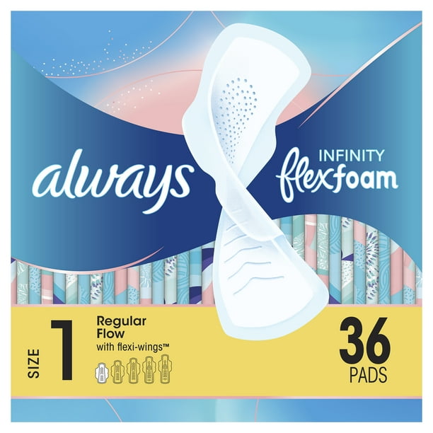 Always Infinity Pads with Wings, Unscented, Size 1, 36 ct