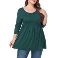 thumbnail image 1 of CHUANK Tunique à Col Rond pour Femmes Grande Taille, Blouse à Manches 3/4, T-Shirt Ample à Fleurs 0X-5X, 1 of 4