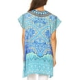 thumbnail image 2 of Sakkas Lesedi Top Blouse With Cap Sleeves Colorful Print and Rhinestones - 17232-blue/ornate - One Size Regular, 2 of 5