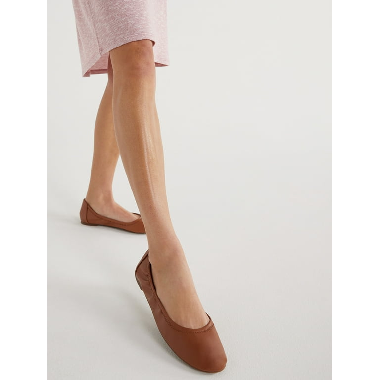Time and Tru Women s Scrunch Ballet Flats Wide Width Available