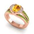 thumbnail image 2 of Diamond-Capitals 2.35 Carat Oval Cut Citrine & Peridot Gemstone Luxurious Engagement Ring for her Solid 14K Rose Gold Size 5, 2 of 8