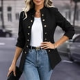 thumbnail image 7 of KTFgvq Women's Gold Button Jacket, Stand Collar Blazer Coat, Casual Office Outerwear, Slim Fit with Ornamental Button for Work Party Casual, Black 2XL, 7 of 7