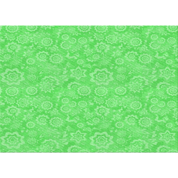 Ahgly Company Machine Washable Indoor Rectangle Transitional Neon Green Area Rugs, 2' x 5'